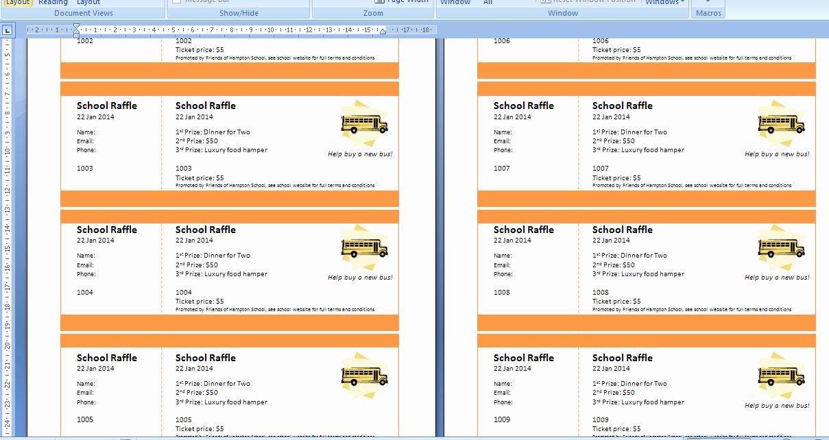 Numbered Raffle Ticket Template Word Fresh Print Numbered Tickets In Word