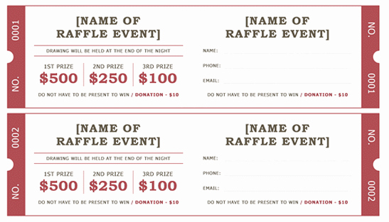 Numbered Raffle Ticket Template Word Unique Raffle Ticket Template 5 Free Printable Templates Word