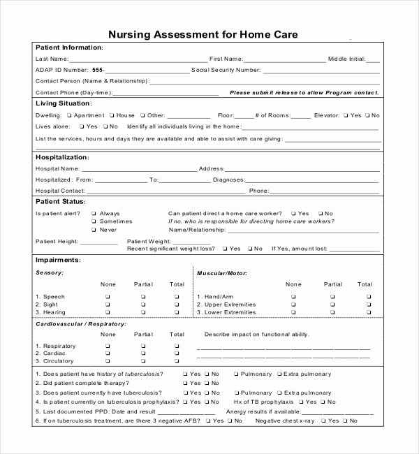 Nursing assessment Documentation Template Inspirational Sample Nursing assessment forms 7 Free Documents In Pdf