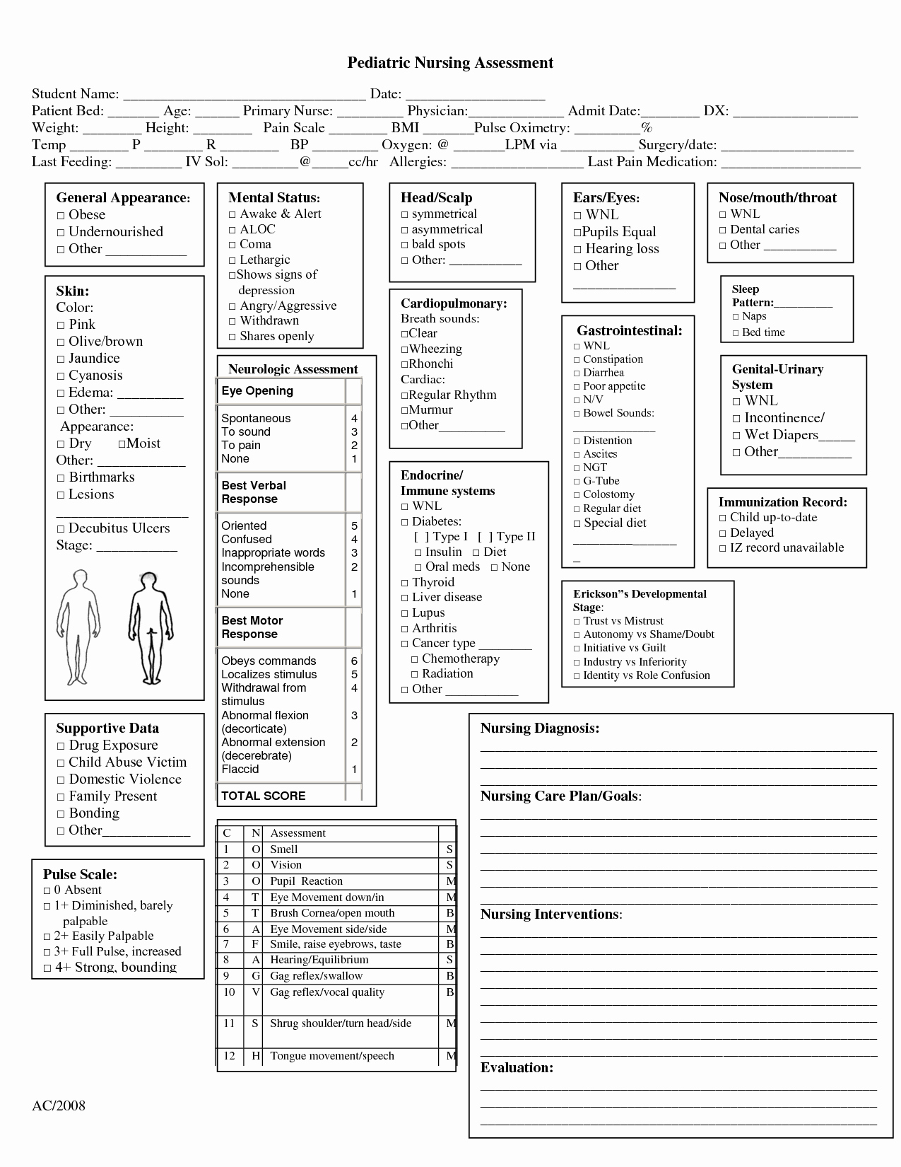 Nursing assessment Documentation Template Luxury Pediatric assessment Pediatric assessment