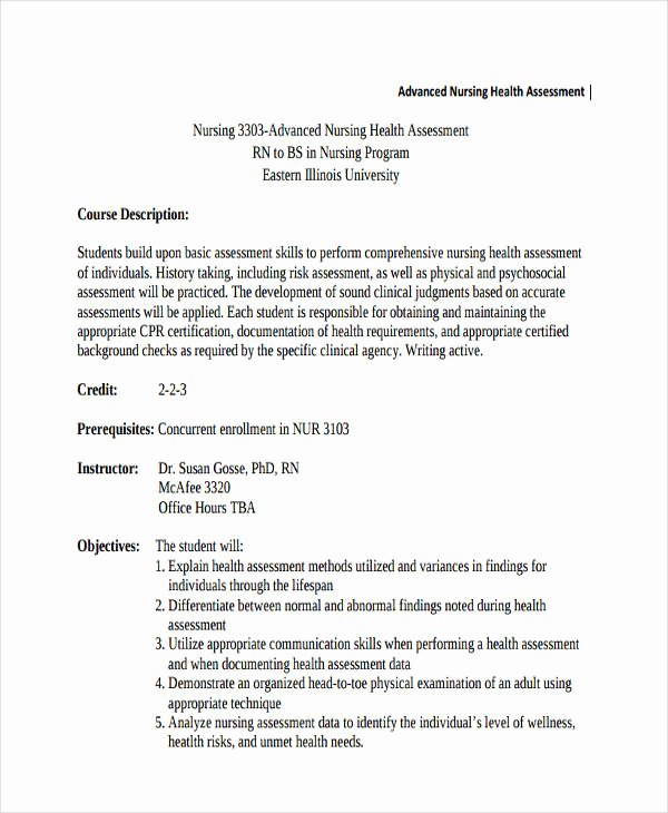 Nursing assessment Documentation Template New 34 Nursing assessments Examples &amp; Samples