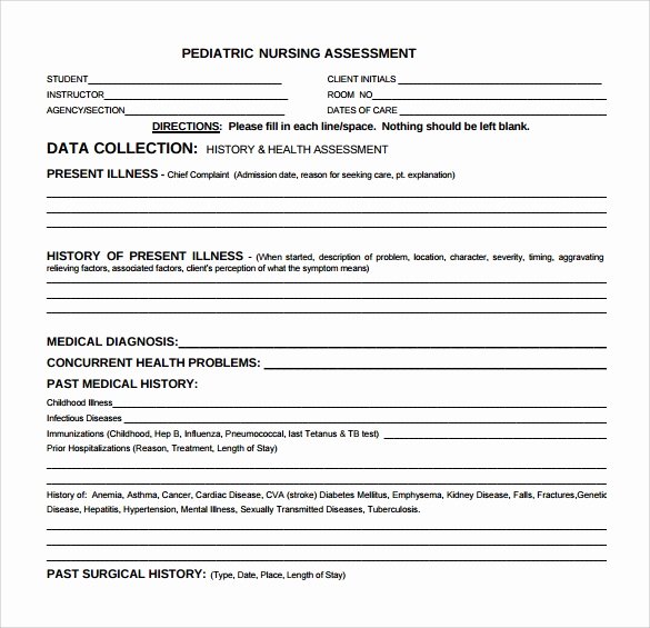 Nursing assessment Documentation Template Unique 9 Nursing assessment Samples