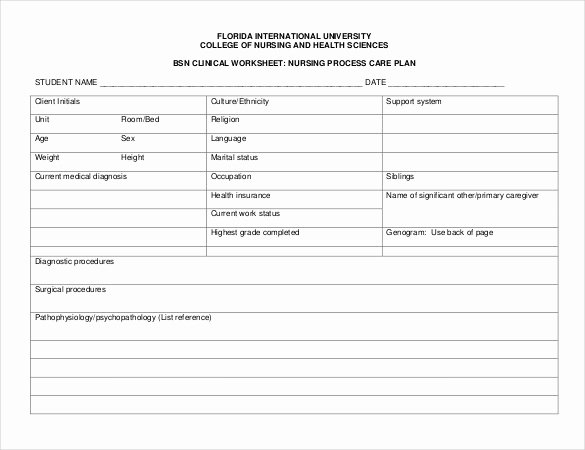 Nursing assessment Documentation Template Unique Nursing Care Plan Templates 20 Free Word Excel Pdf