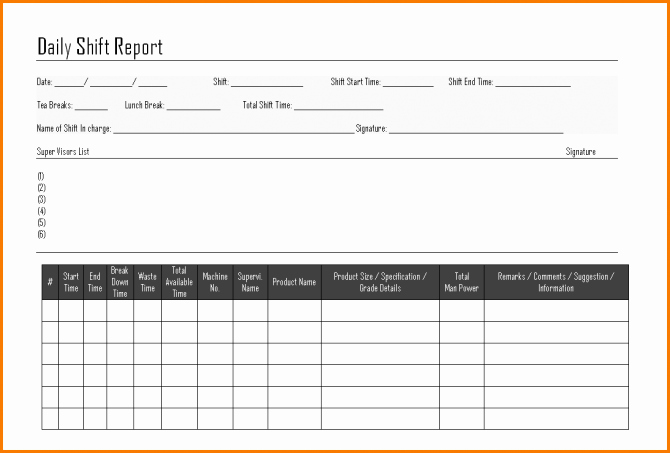 Nursing Bedside Shift Report Template Fresh Daily Shift Report Template Access Database format Wordng
