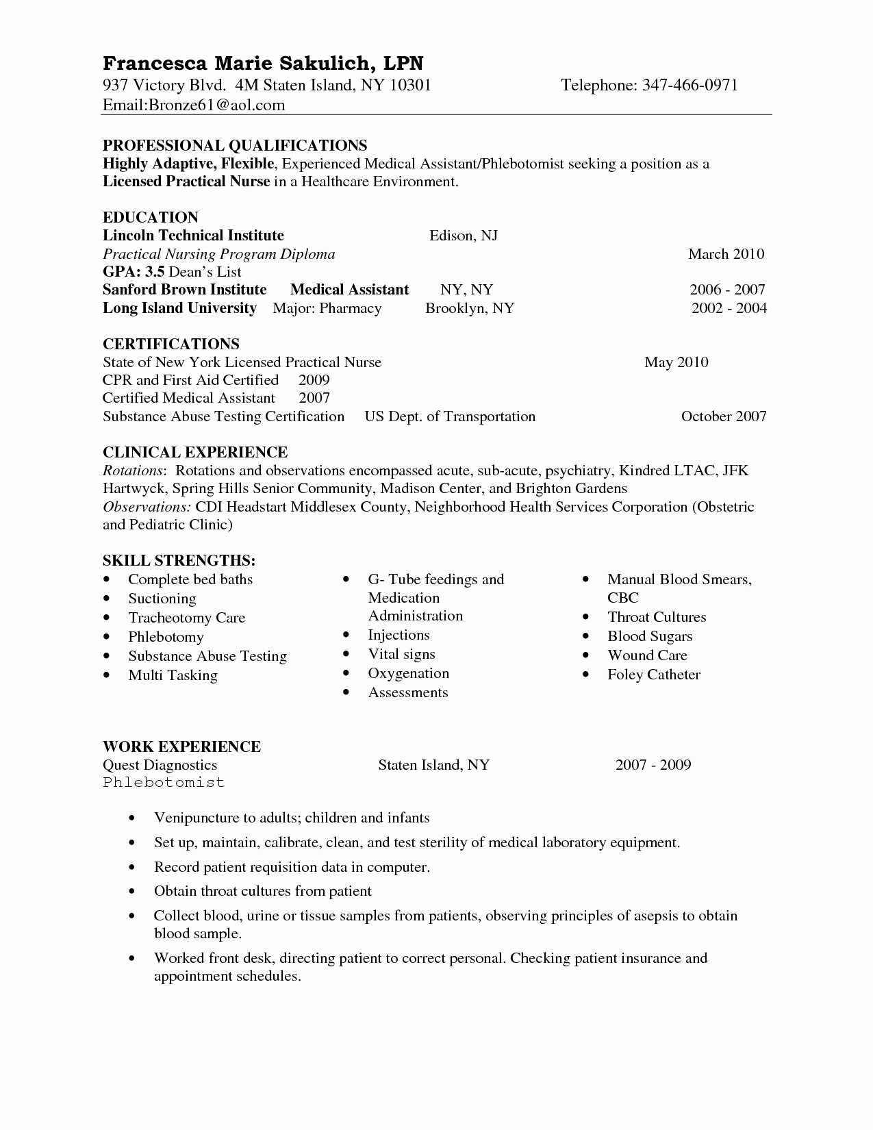 Nursing Clinical Experience Resume Lovely Entry Level Lpn Resume Sample Nursing