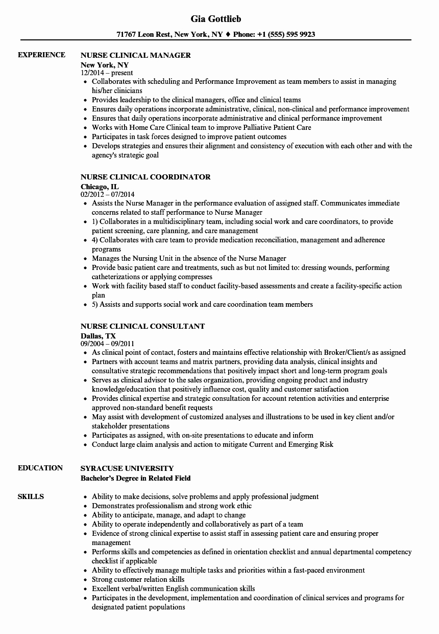 Nursing Clinical Experience Resume New Nurse Clinical Resume Samples