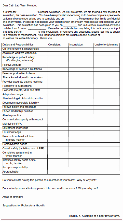 Nursing Peer Evaluation Comments Examples New A Look at Peer Evaluations In the Cath Lab