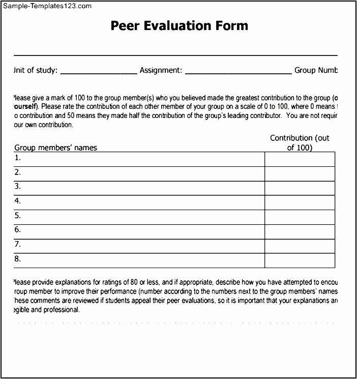 Nursing Peer Review Template Beautiful 30 Free Peer Evaluation form Download