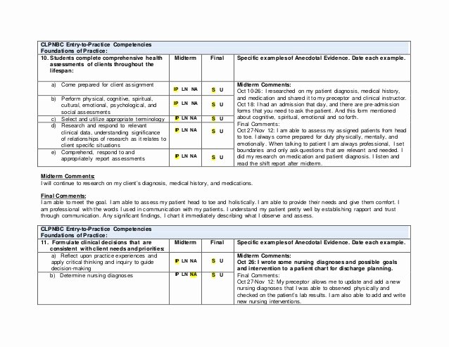 Nursing Student Evaluation Comments Examples Lovely Preceptor Ments Examples