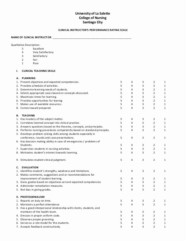 Nursing Student Evaluation Comments Examples Luxury Munity Evaluation tool
