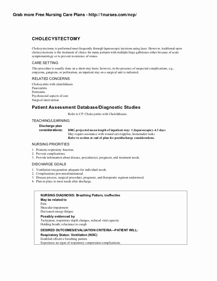 Nursing Teaching Plan Inspirational Nursing Care Plan On Cholecystectomy