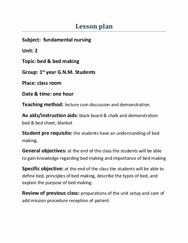 Nursing Teaching Plan Template Awesome Lesson Plan