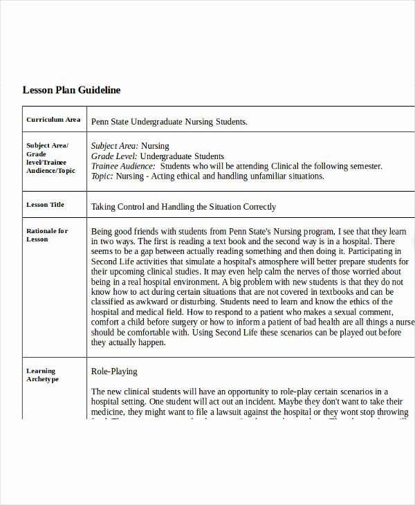 Nursing Teaching Plan Unique 40 Lesson Plan Samples