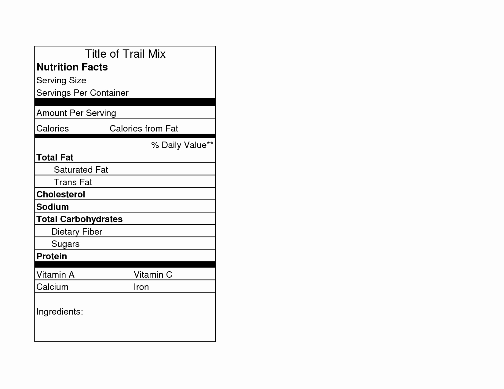 Nutrition Facts Label Template Awesome 27 Of Template Sticker Ingre Nts