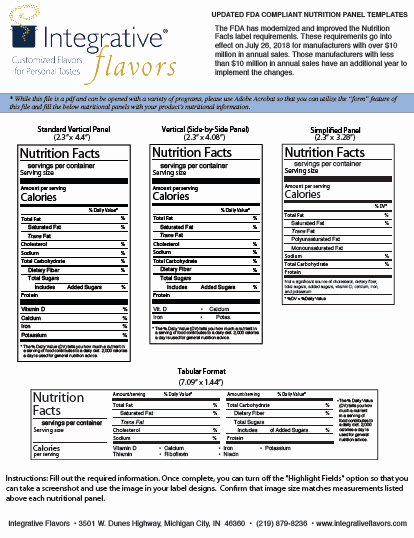 Nutrition Facts Label Template Inspirational Fda Nutritional Panel Templates Integrative Flavors
