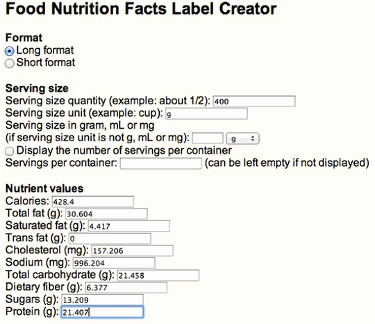 Nutrition Facts Label Template Luxury Nutrition Facts Panel Generator