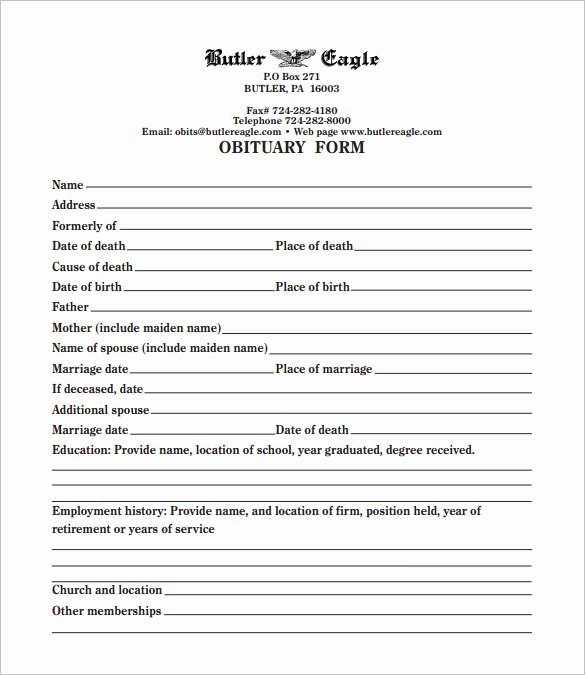 Obituary Templates Free Downloads Fresh 19 Free Obituary Templates Pdf Doc