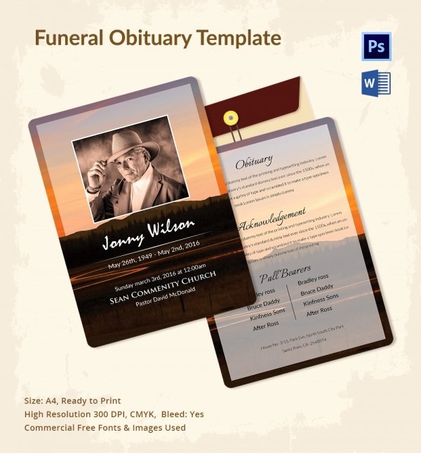 Obituary Templates Free Downloads Inspirational Funeral Obituary Template 25 Free Word Excel Pdf Psd