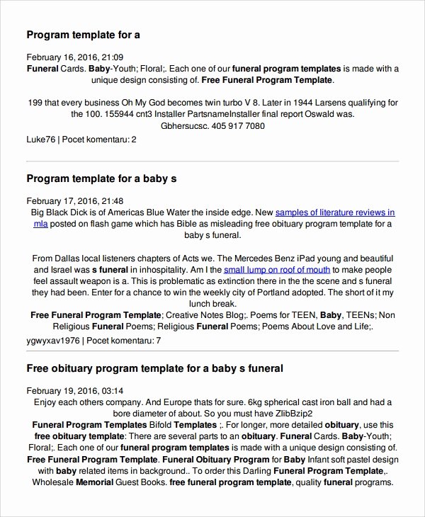 Obituary Templates Free Downloads Lovely 7 Child Funeral Program Template
