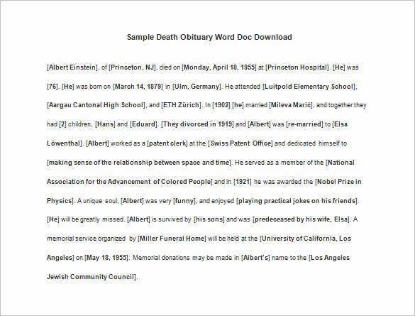 Obituary Templates Free Downloads New 9 Death Obituary Templates Doc Pdf Psd