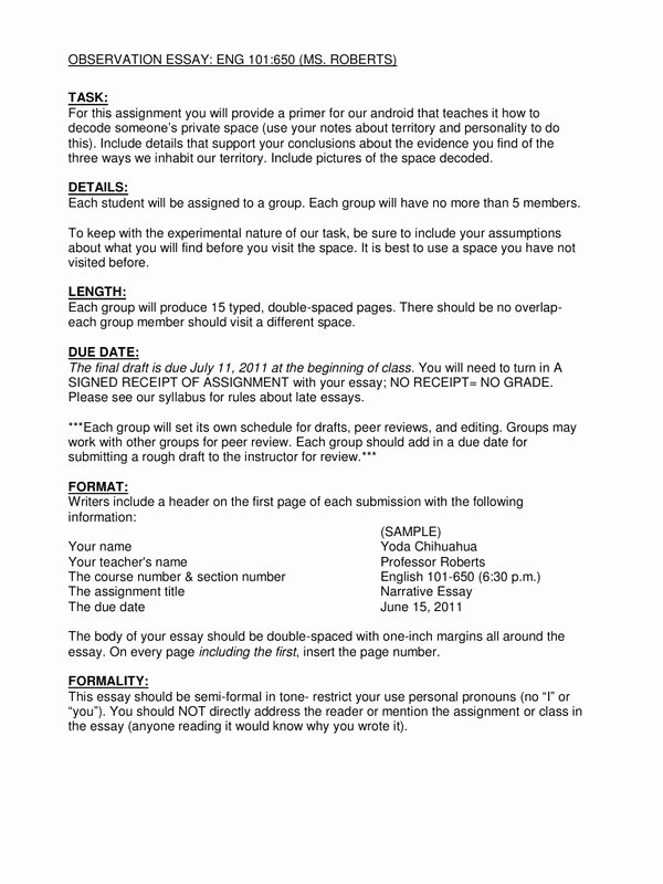 Observational Research Paper Examples Beautiful Observation Essay assignment Sheet by Lin Roberts Pdf