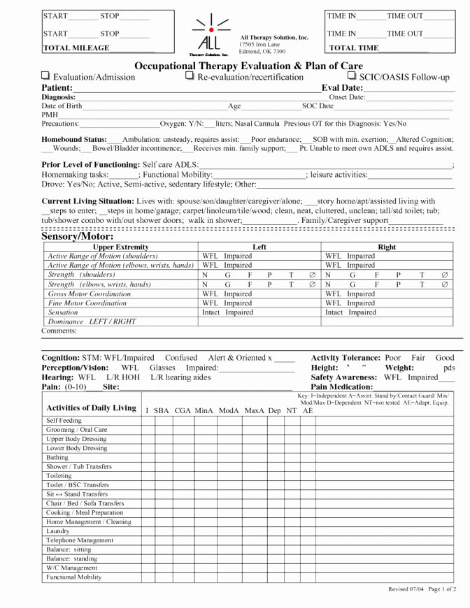 Occupational therapy Treatment Plan Template Awesome Occupational therapy Business Plan Template – Counseling
