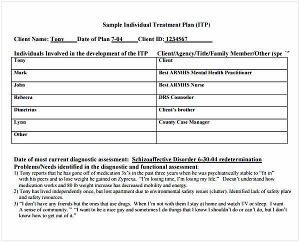 Occupational therapy Treatment Plan Template Beautiful Counseling Treatment Plan Template Pdf