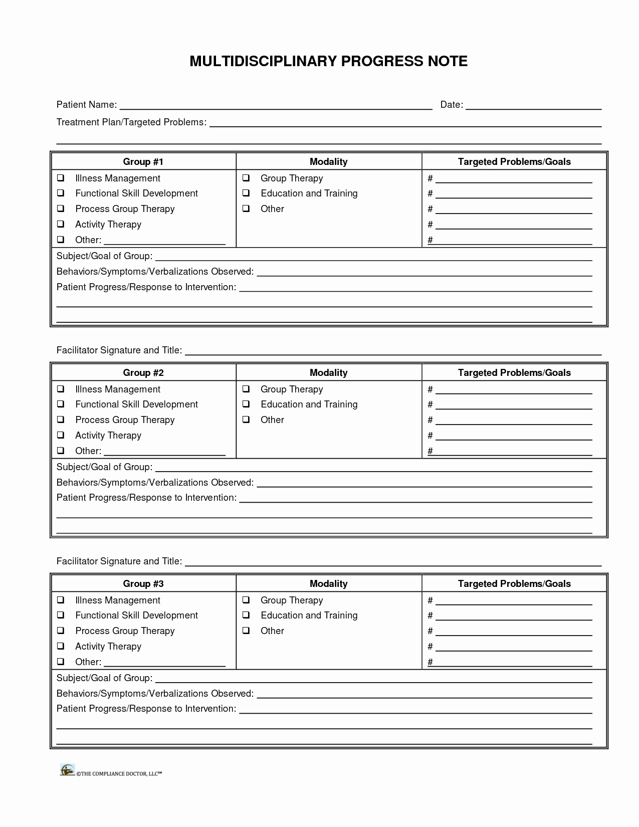 Occupational therapy Treatment Plan Template Fresh 10 Best Of Printable therapy Progress Note
