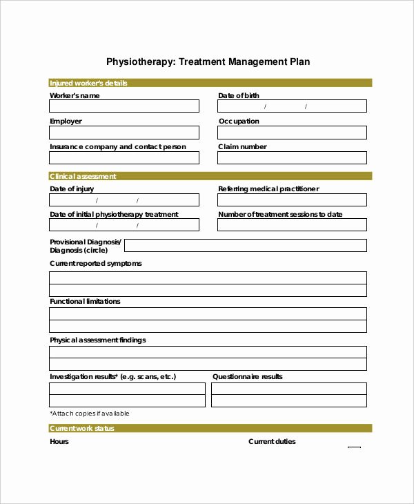 Occupational therapy Treatment Plan Template Fresh 23 Treatment Plan Examples Word Google Docs Apple