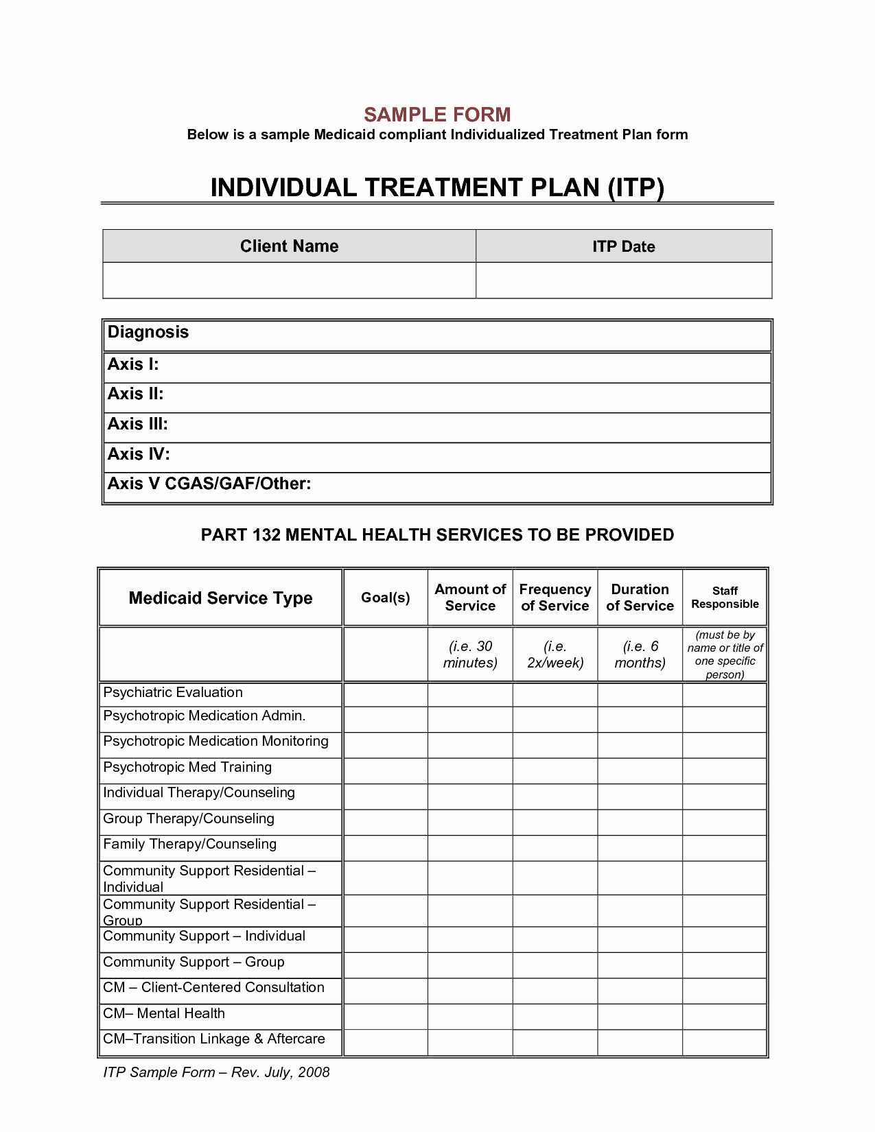 Occupational therapy Treatment Plan Template New 4 Free Treatment Plan Templates Excel Pdf formats