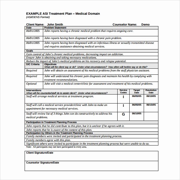 Occupational therapy Treatment Plan Template New 8 Treatment Plan Templates