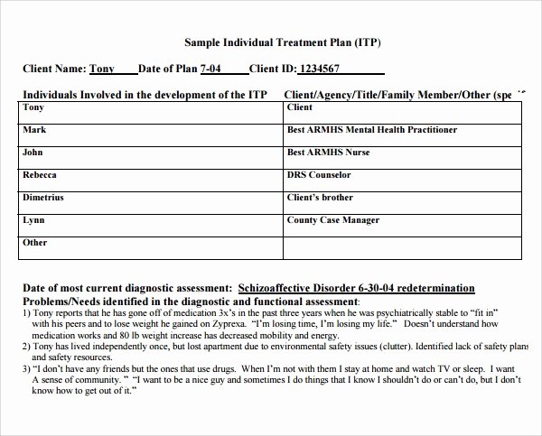 Occupational therapy Treatment Plan Template New 8 Treatment Plan Templates