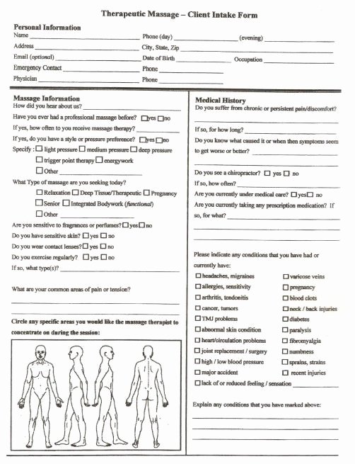 Occupational therapy Treatment Plan Template New Massage Treatment Plan Templates