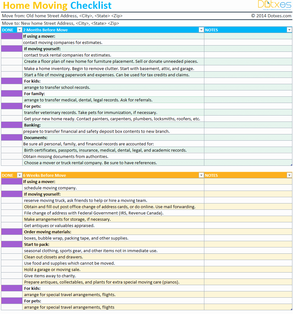 Office Move Checklist Excel New Home Moving Checklist Template Professional Version Dotxes