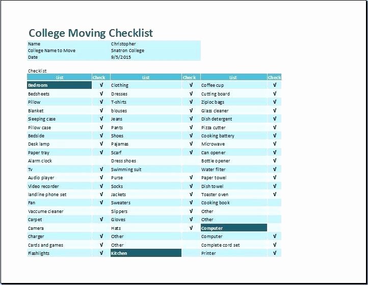 Office Move Checklist Excel New Moving Checklist Spreadsheet 8 Sample Moving Checklist