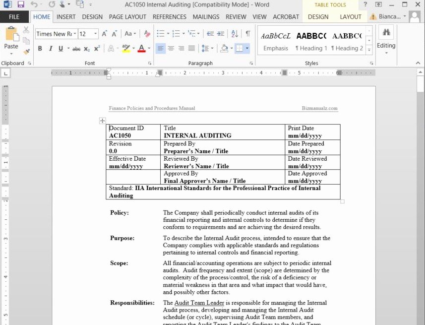 Office Procedures Manual Template Best Of Free Sample Policies and Procedures Template