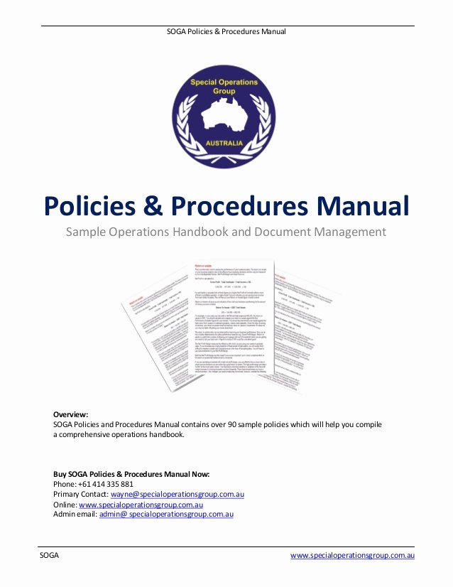 Office Procedures Manual Template Fresh soga Policies Procedures Manual software Sample