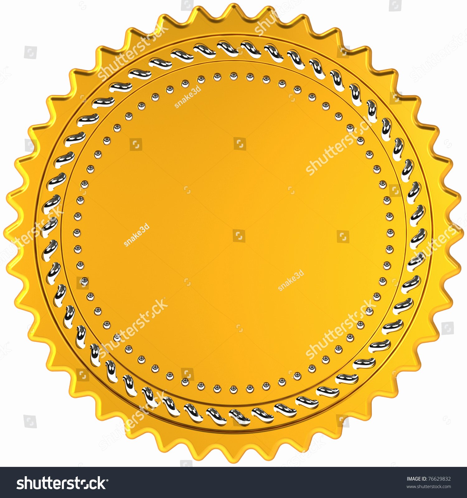 Official Seal Template Inspirational Award Medal Seal Golden Blank Silver Stock Illustration