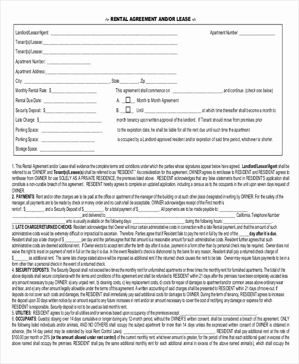 One Page Lease Agreement Awesome 20 Rental Agreement form Templates &amp; Samples Doc Pdf