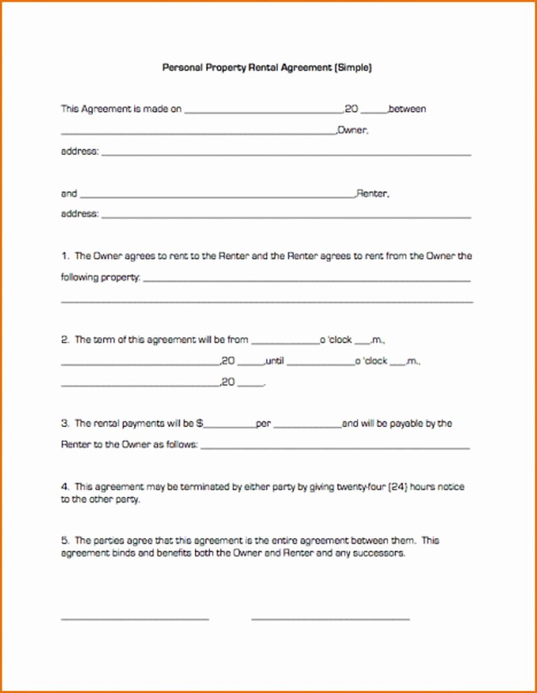 One Page Lease Agreement Inspirational Simple E Page Lease Agreement