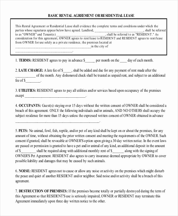 One Page Lease Agreement Unique 44 Simple Rental Agreement Templates Pdf Word