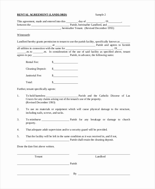 One Page Lease Agreement Unique E Page Rental Agreement
