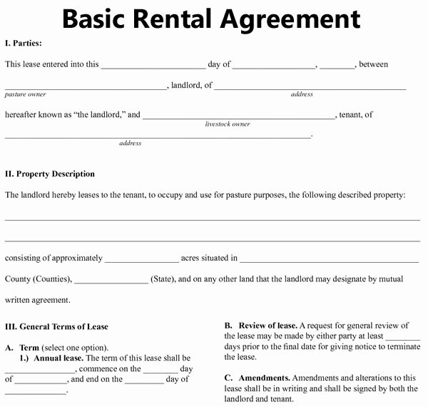 One Page Rental Agreement Beautiful Free Blank Lease Agreement