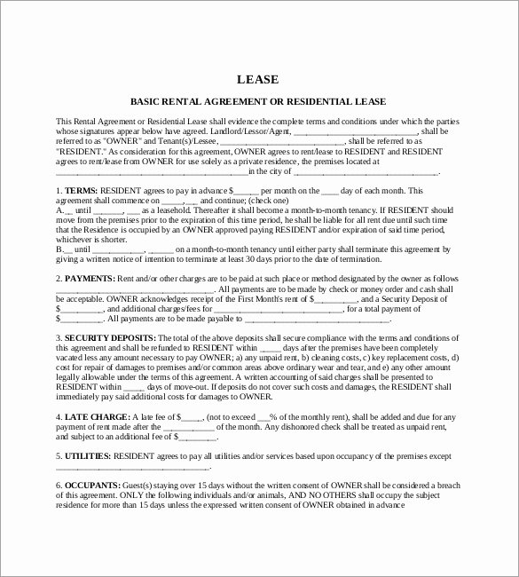 One Page Rental Agreement Elegant E Page Rental Agreement