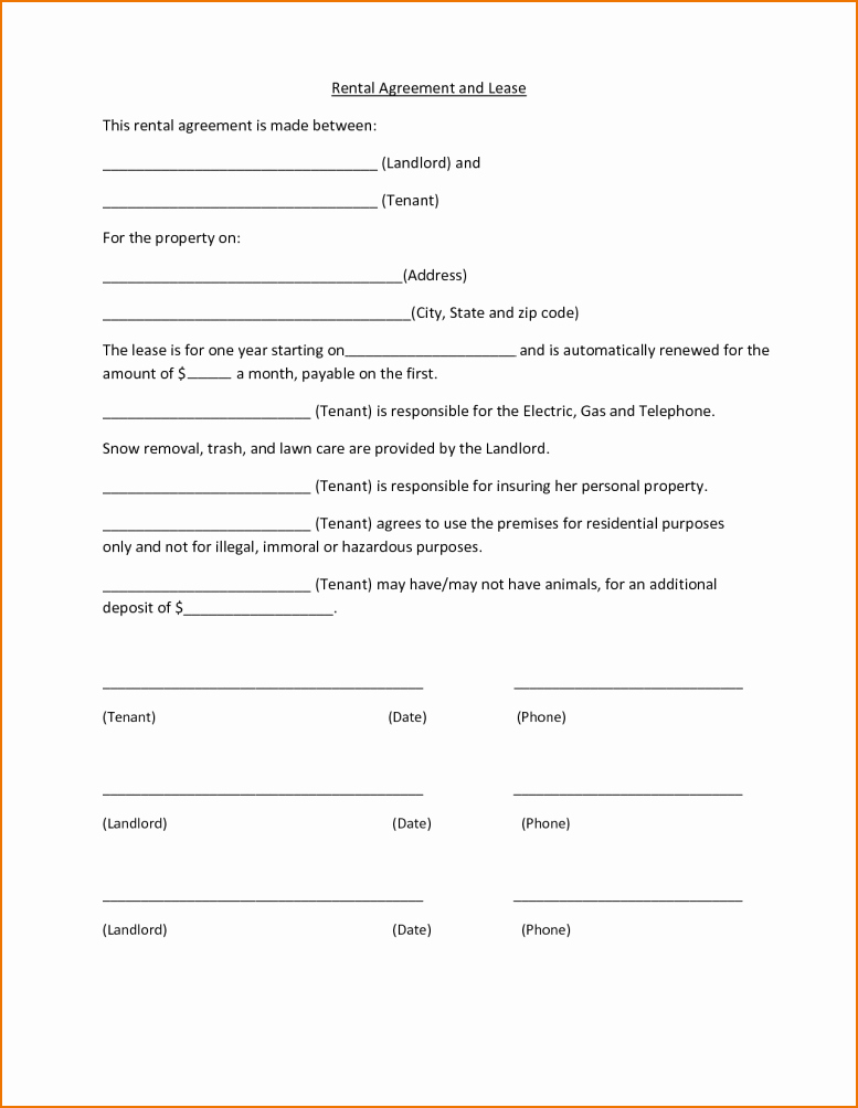 One Page Rental Agreement Fresh E Page Rental Agreement