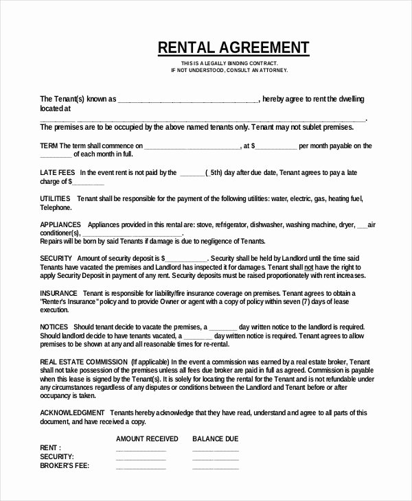 One Page Rental Agreement Luxury 42 Simple Rental Agreement Templates Pdf Word