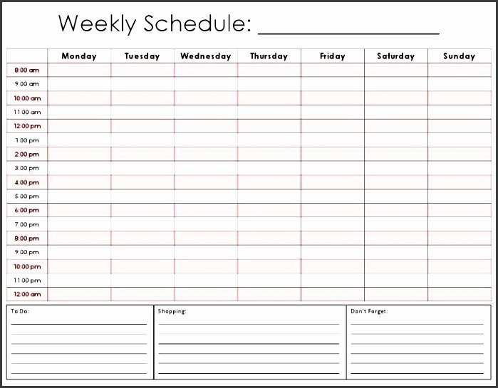 One Week Schedule Template Awesome 9 E Week Planner Template Easy to Use Sampletemplatess