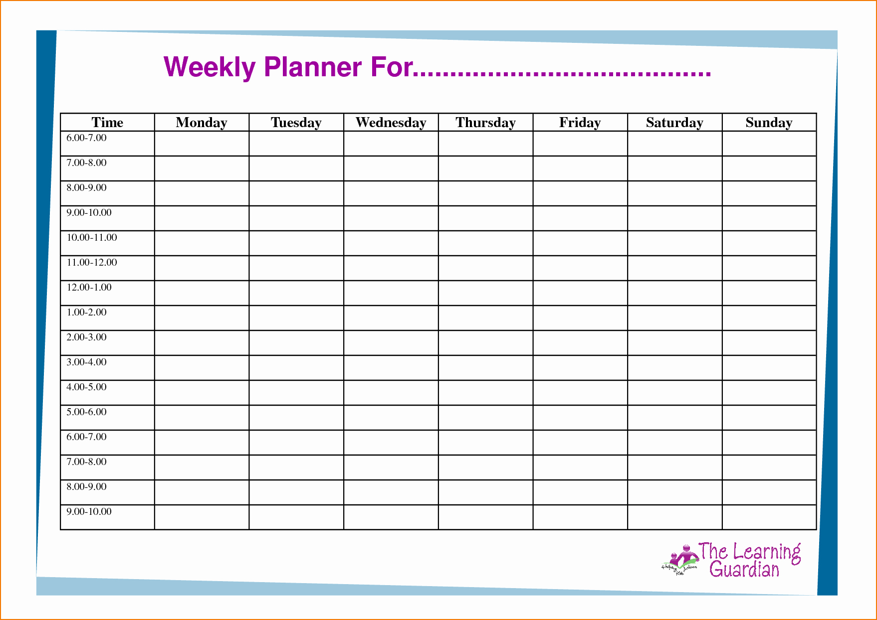 One Week Schedule Template Elegant 6 Week Planner Template