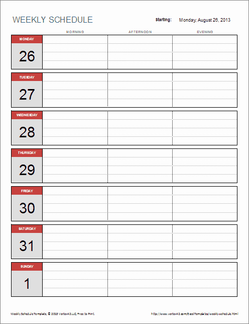 One Week Schedule Template Elegant 6 Weekly Schedule Templates Word Excel Pdf Templates