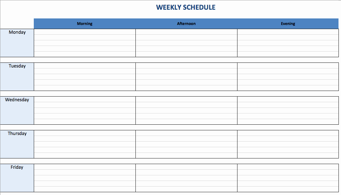 One Week Schedule Template Elegant Free Excel Schedule Templates for Schedule Makers